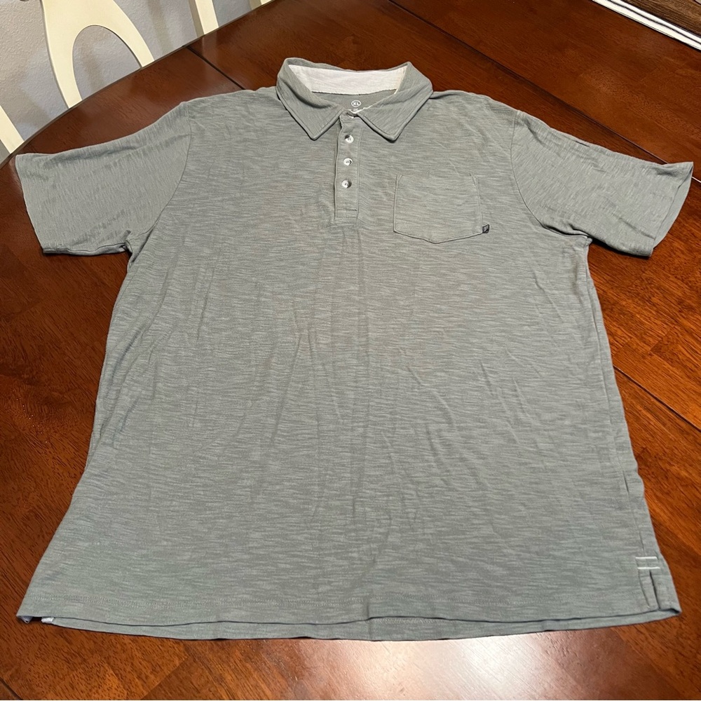 Free Fly Men's XL Bamboo Viscose Blend Short Sleeve Polo Shirt Green Outdoor